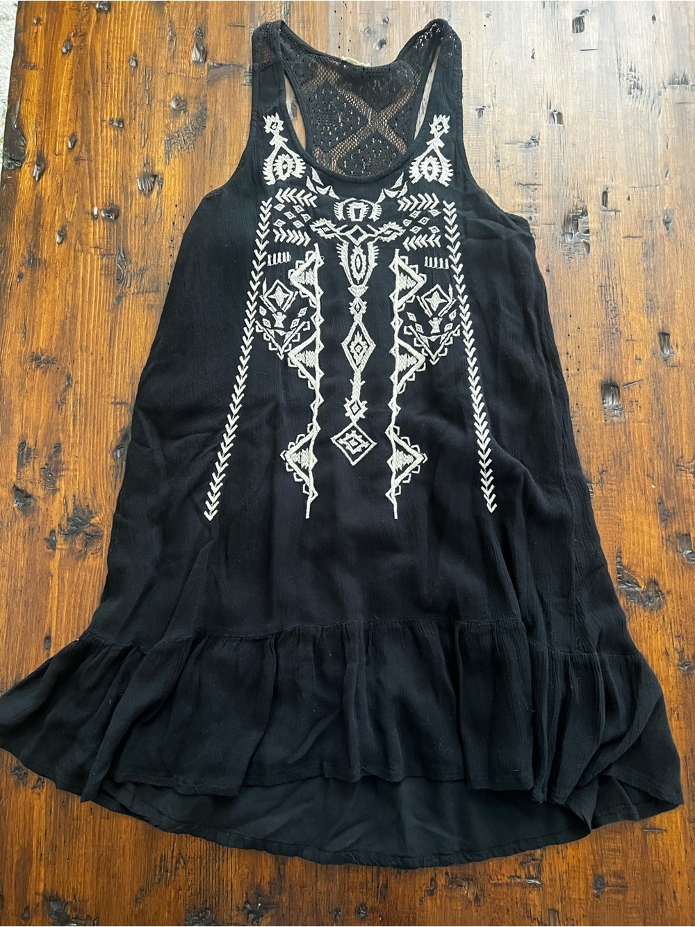 Hollister Black Tank Top with White Embroidery